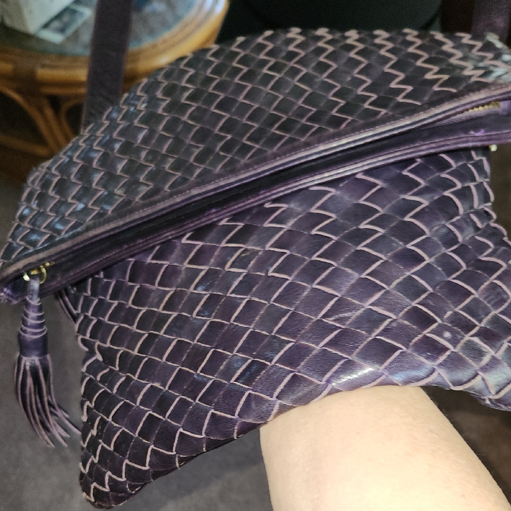 Zina Eva Leather Weaved Crossbody Bag
